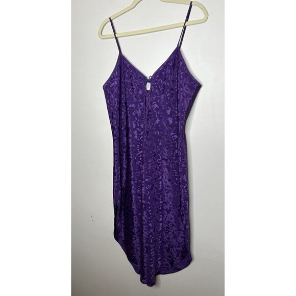 California Miss Satin Slip Dress Lace Y2k 90s Fairy VTG Floral Purple Size Large - Picture 2 of 7